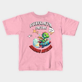 Pterodactyl Piloting:  Flying High Avoiding Meteors Kids T-Shirt